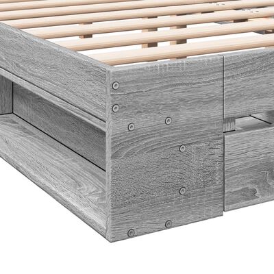 vidaXL Giroletto Cassetti Grigio Sonoma 140x190 cm Legno Multistrato