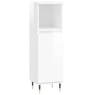 vidaXL Set Mobili da Bagno 3 pz Bianco Lucido in Legno Multistrato