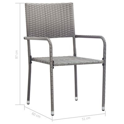 vidaXL Sedie da Pranzo da Giardino 2pz Impilabili Grigie in Polyrattan