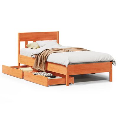 vidaXL Letto senza Materasso Marrone Cera 75x190 cm in Legno di Pino