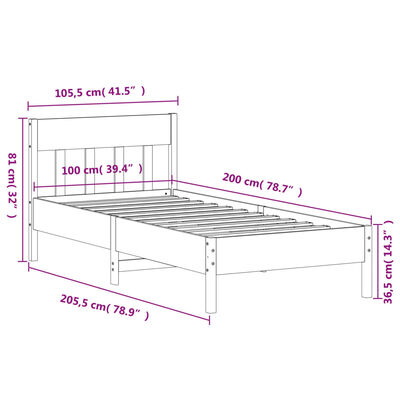 vidaXL Letto senza Materasso Marrone Cera 100x200 cm in Legno di Pino