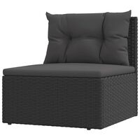 vidaXL Divano Centrale da Giardino con Cuscini in Polyrattan Nero