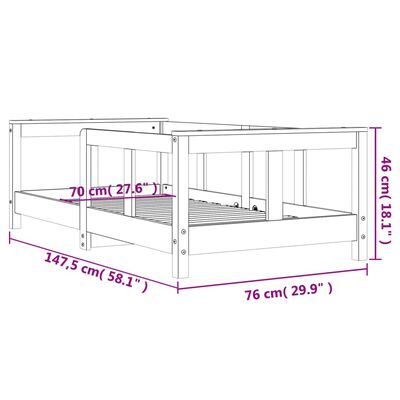 vidaXL Giroletto per Bambini 70x140 cm in Legno Massello di Pino