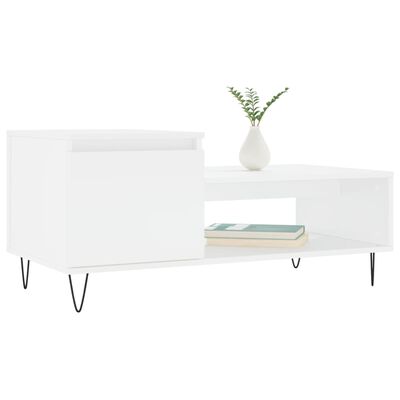 vidaXL Tavolino da Salotto Bianco 100x50x45 cm in Legno Multistrato