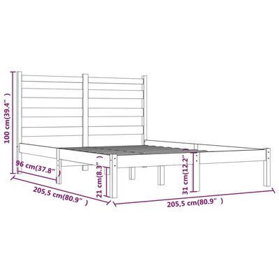 vidaXL Giroletto Grigio in Legno Massello di Pino 200x200 cm