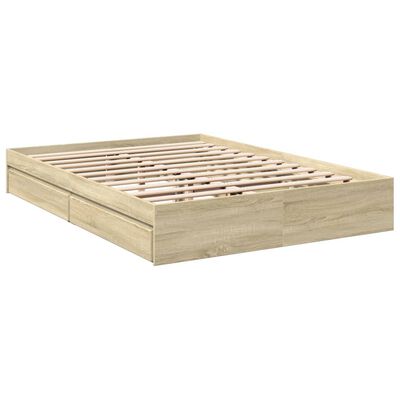 vidaXL Giroletto Cassetti Rovere Sonoma 160x200 cm Legno Multistrato