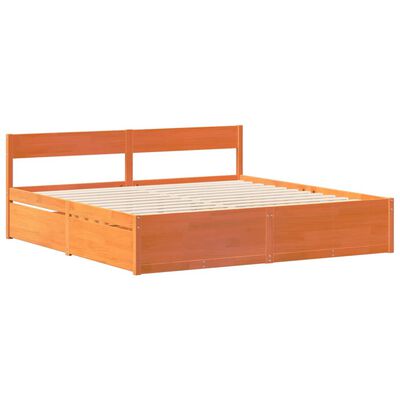 vidaXL Letto senza Materasso Marrone Cera 200x200 cm in Legno di Pino