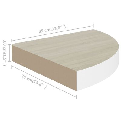 vidaXL Mensole Angolari 4 pz Rovere e Bianco 35x35x3,8 cm in MDF