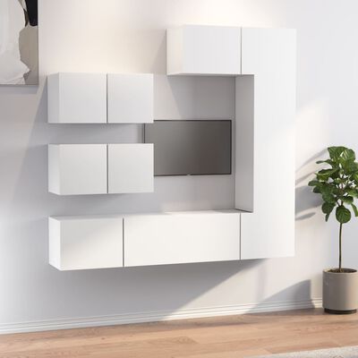 vidaXL Set di Mobili Porta TV 6 pz Bianco in Legno Multistrato