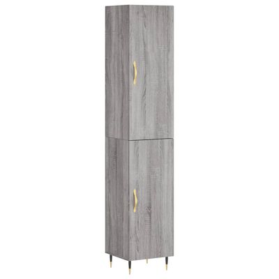 vidaXL Credenza Grigio Sonoma 34,5x34x180 cm in Legno Multistrato