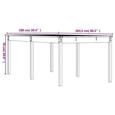 vidaXL Tavolo da Giardino 203,5x100x76 cm in Legno Massello di Pino