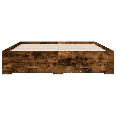 vidaXL Giroletto con Cassetti Rovere Fumo 160x200 cm Legno Multistrato