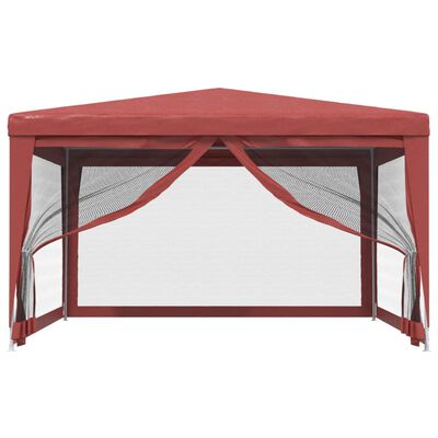 vidaXL Tenda per Feste con Pareti Laterali in Rete Rossa 4x4 m HDPE