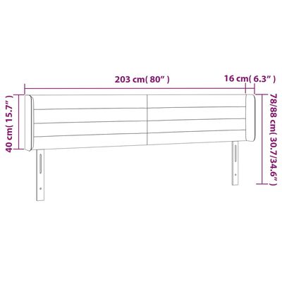 vidaXL Testiera a LED Verde Scuro 203x16x78/88 cm in Velluto