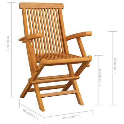 vidaXL Sedie da Giardino con Cuscini Crema 3 pz Legno Massello di Teak