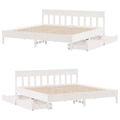 vidaXL Letto senza Materasso Bianco 180x200 cm Legno Massello di Pino