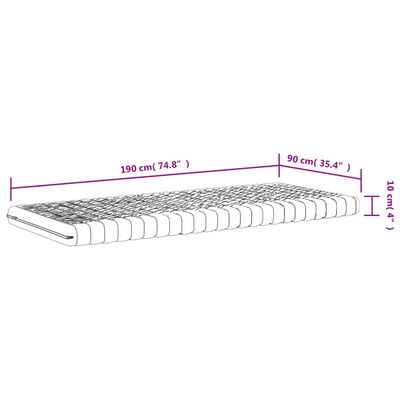 vidaXL Materasso in Schiuma Bianco 90x190 cm 7 Zone Durezza 20 ILD