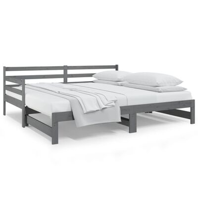 vidaXL Dormeuse Estraibile Grigia 2x(90x190) cm Legno Massello di Pino