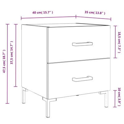 vidaXL Comodino Grigio Sonoma 40x35x47,5 cm in Legno Multistrato