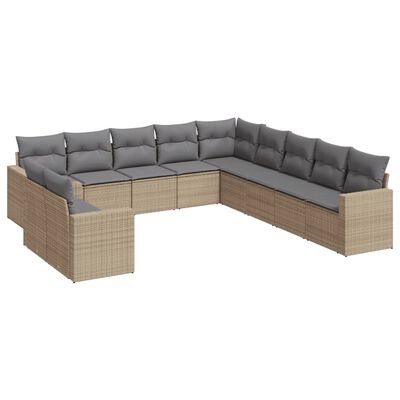 vidaXL Set Divani da Giardino 11 pz con Cuscini Beige in Polyrattan