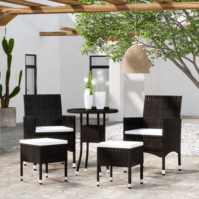 vidaXL Set Divani da Giardino 5 pz in Polyrattan Nero