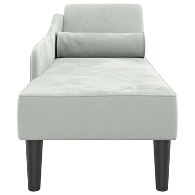 vidaXL Chaise Longue con Cuscini Grigio Chiaro in Velluto