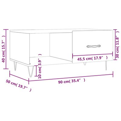 vidaXL Tavolino da Salotto Rovere Marrone 90x50x40cm Legno Multistrato