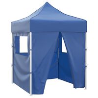 vidaXL Gazebo Pieghevole Professionale 4 Pareti 2x2m Acciaio Blu