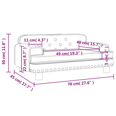 vidaXL Divano per Bambini Blu 70x45x30 cm in Velluto