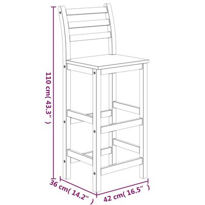 vidaXL Set da Bar da Giardino 7 pz in Legno Massello di Acacia