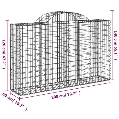 vidaXL Cesti Gabbioni ad Arco 5 pz 200x50x120/140 cm Ferro Zincato