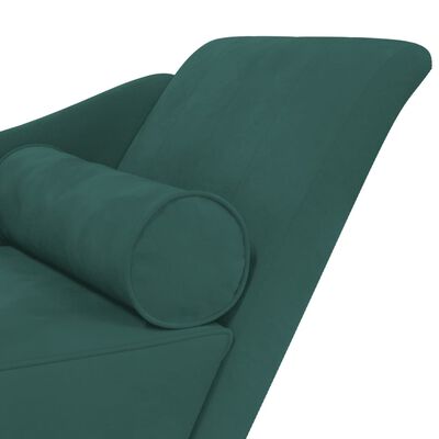 vidaXL Chaise Longue con Cuscini Verde Scuro in Velluto