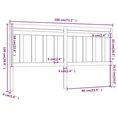 vidaXL Testiera per Letto Grigia 186x4x100cm in Legno Massello di Pino