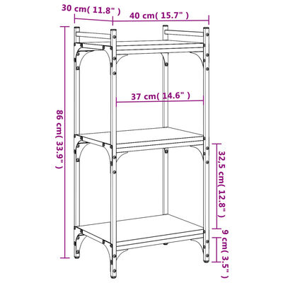 vidaXL Libreria a 3 Ripiani Rovere Fumo 40x30x86 cm Legno Multistrato