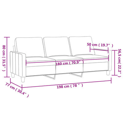 vidaXL Divano a 3 Posti Marrone 180 cm in Tessuto