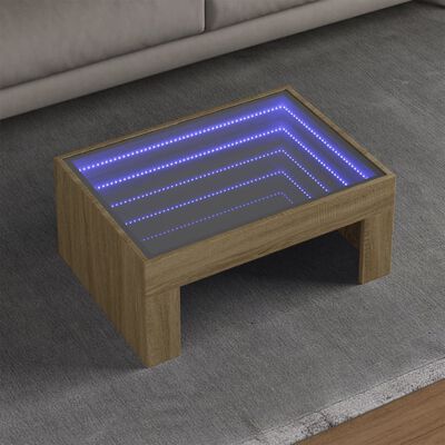 vidaXL Tavolino da Salotto con LED Infinity Rovere Sonoma 70x50x30 cm