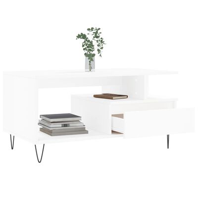 vidaXL Tavolino da Salotto Bianco 90x49x45 cm in Legno Multistrato