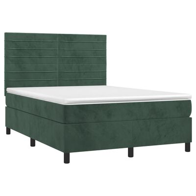 vidaXL Giroletto a Molle con Materasso Verde Scuro 140x190 cm Velluto