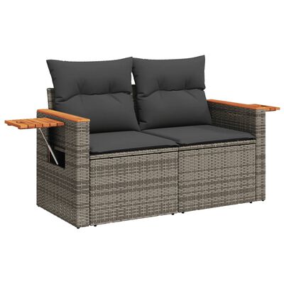 vidaXL Set Divani da Giardino 7 pz con Cuscini Grigio in Polyrattan