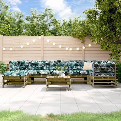 vidaXL Set Divani da Giardino 8pz con Cuscini Legno Impregnato di Pino