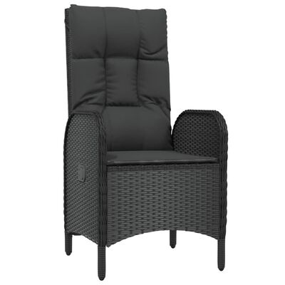 vidaXL Set da Pranzo da Giardino 7 pz Nero con Cuscini in Polyrattan