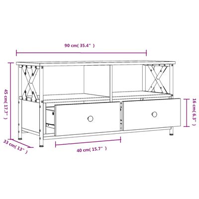 vidaXL Mobile Porta TV Nero 90x33x45 cm in Legno Multistrato e Ferro