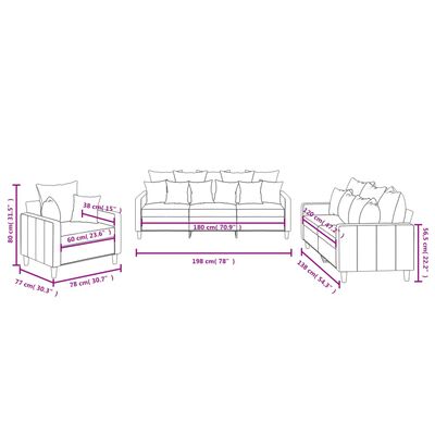 vidaXL Set di Divani 3 pz con Cuscini Grigio Chiaro in Velluto