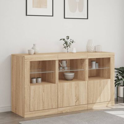 vidaXL Credenza con Luci LED Rovere Sonoma 123x37x67 cm