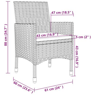 vidaXL Set da Pranzo da Esterno 9 pz con Cuscini in Polyrattan Grigio