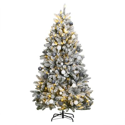 vidaXL Albero Natale Incernierato con 300 LED e Palline 180 cm