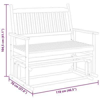 vidaXL Panca a Dondolo Grigio 118x70x104,5 cm Legno Massello di Pioppo