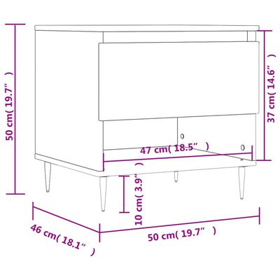 vidaXL Tavolino Bianco Lucido 50x46x50 cm in Legno Multistrato