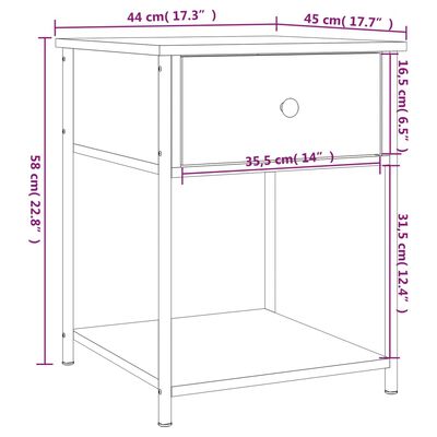 vidaXL Comodino Nero 44x45x58 cm in Legno Multistrato