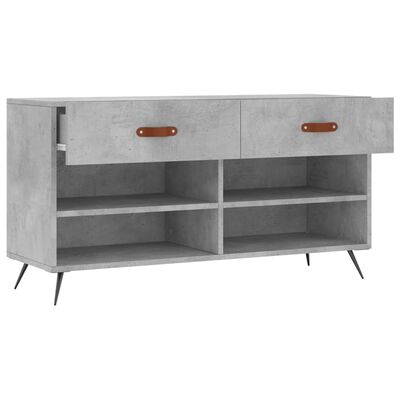 vidaXL Panca Porta Scarpe Grigio Cemento 102x35x55cm Legno Multistrato